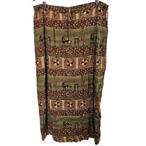 Vintage Y2K Stonebridge Skirt Womens Size 18W Brown Safari Animal Giraffe Zebra